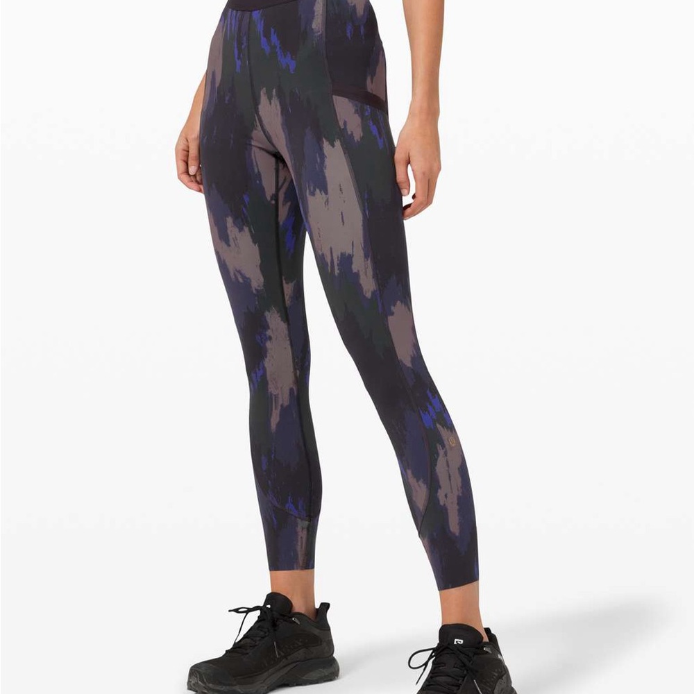 lululemon athletica Black, Gray & Blue Abstract High-Rise Leggings